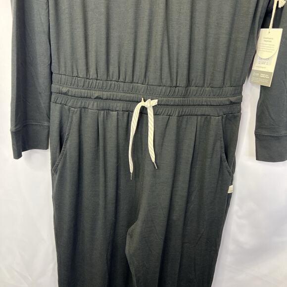 Vuori Women's Lux Henley Jumpsuit Size Small Henley Black Heather Tie Waist NWT - Picture 4 of 16